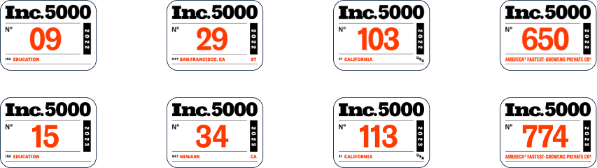 a set of inc.5000 stickers with different numbers